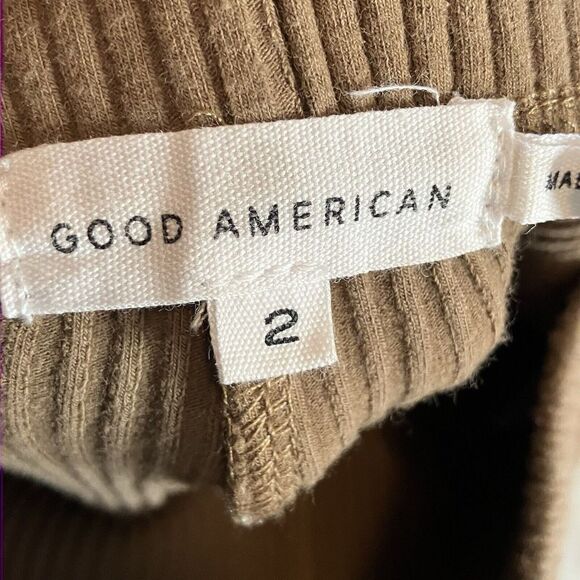 Good American Pants Womens‎ 2 Tan Ribbed Flared Leg Pants Knit Pull On - Picture 8 of 11